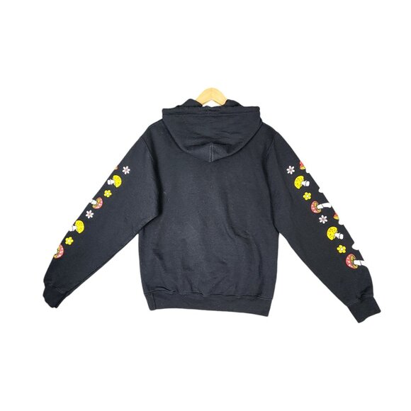 No.Hours Black Hoodie With Mushroom & Flower Sleeve Design - Picture 7 of 7